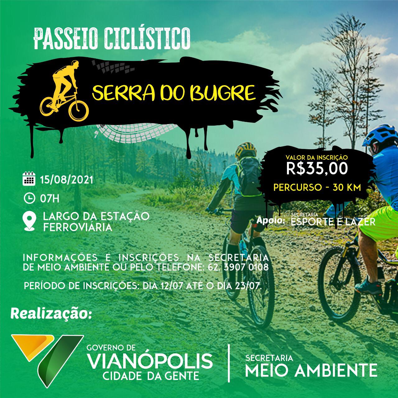 Para participar do passeio ciclístico, os interessados devem se